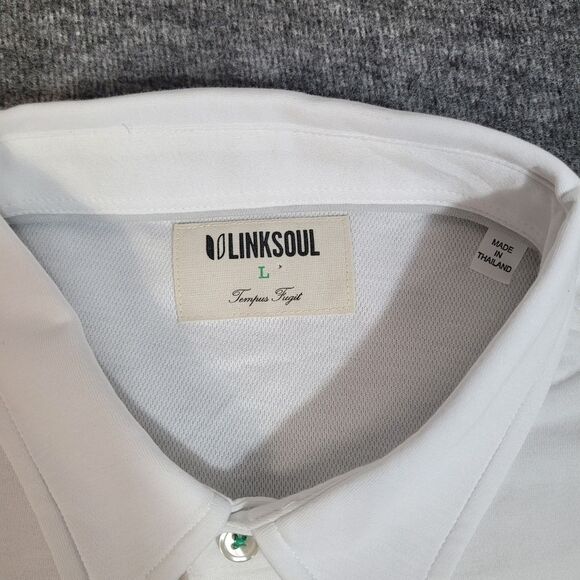 Linksoul Delray Men's Golf Polo Shirt Size L White Heath Cotton Blend Anti Odor - Picture 3 of 12